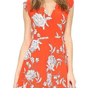 Yumi Kim Red Silk Carnation Wrap Mini Dress